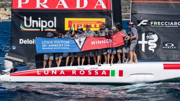 Louis Vuitton 38th America's Cup - Preliminary Regatta Sardinia - Race Day 3, LUNA ROSSA TEAM 2, winners Ian Roman