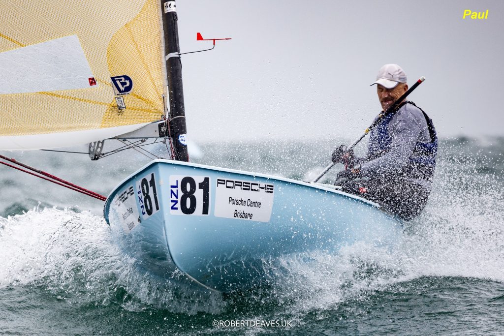Paul Bamford at the helm of NZL81, NZ Finn Team // Photo credit: Robert Deaves