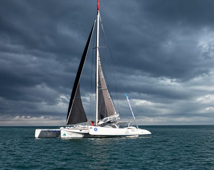 Guy Chester soon to cross the 2026 Solo Trans-Tasman Yacht Challenge finish line in Southport, Queensland // Photo: Kirsten Thomas