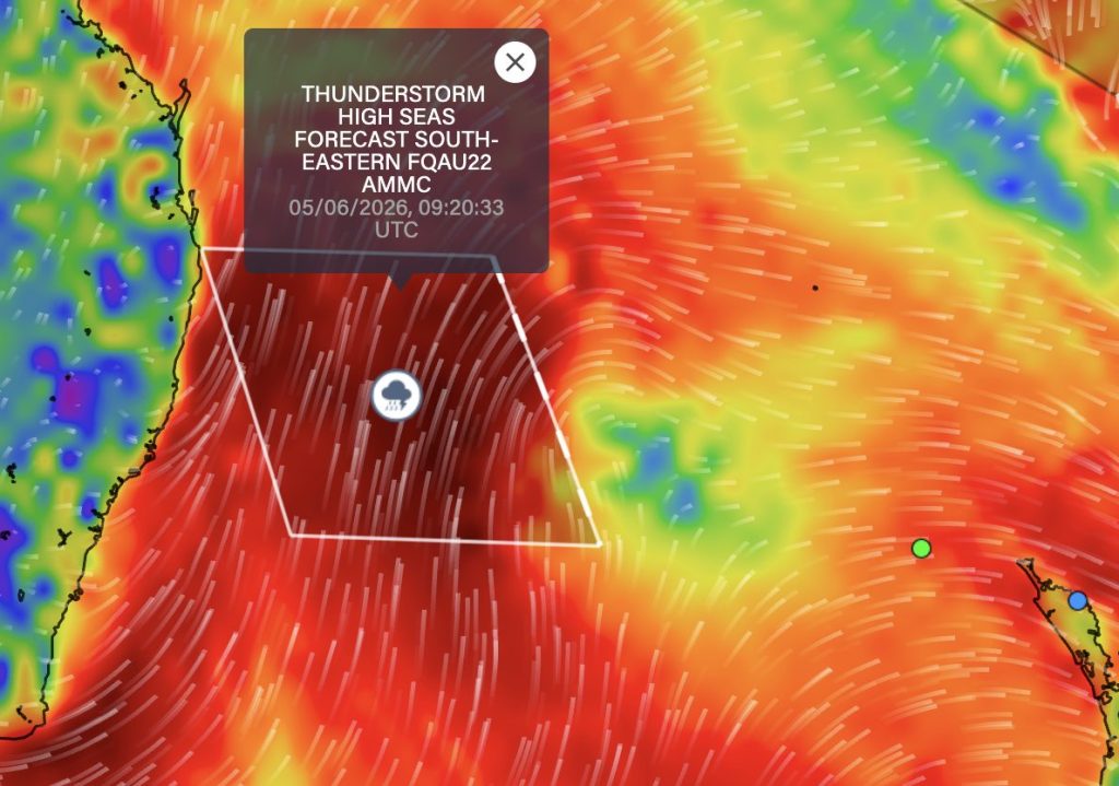 PredictWind screengrab Sat 6 Jun 0918NZST, 2026 Solo Trans-Tasman Yacht Challenge // PredictWind