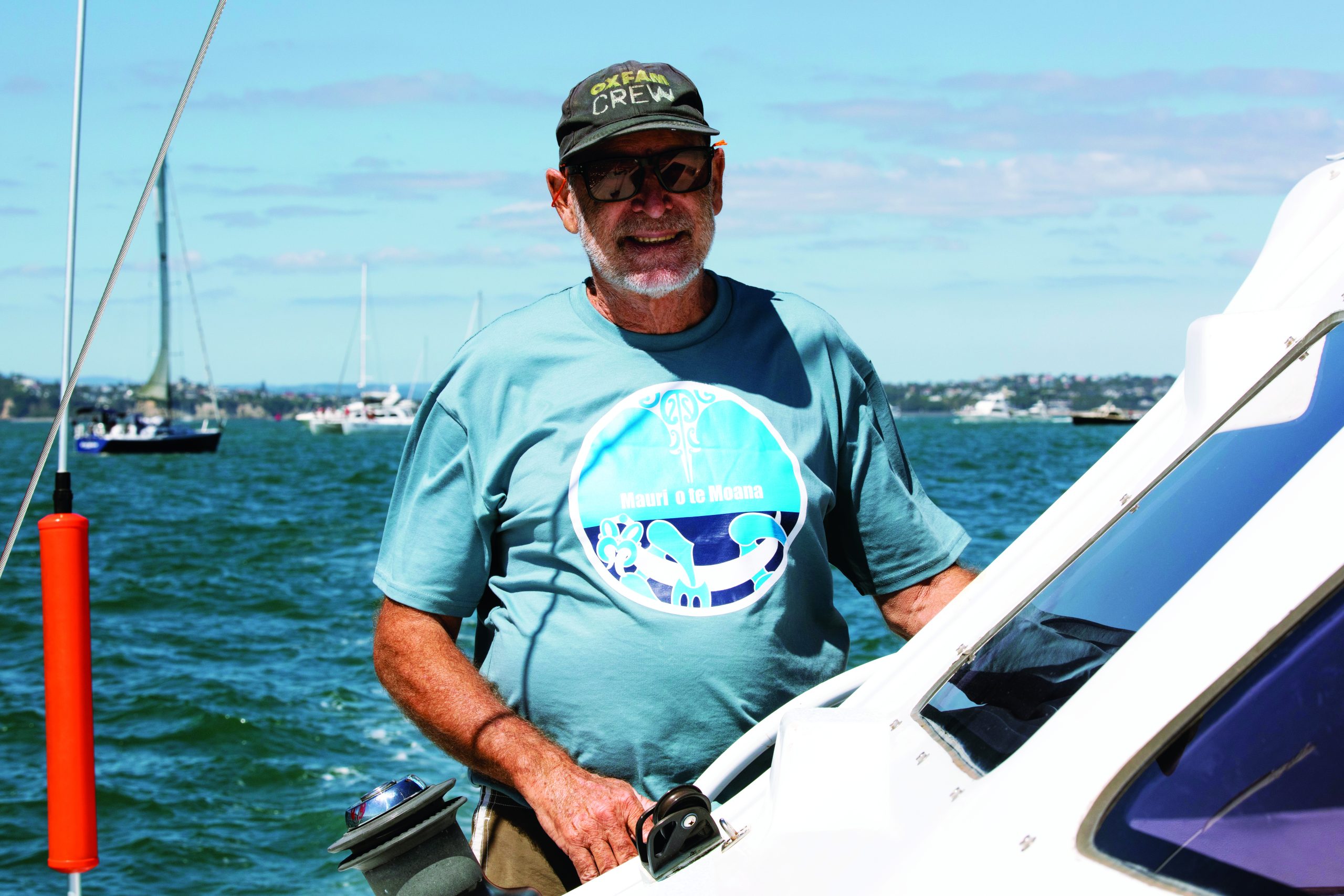 Alex Stone at the helm of Skyborne. // Photo credit: Alex and Lesley Stone