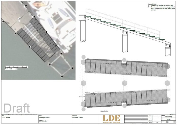 Drawing of the proposed Sandspit updated wharf design. // Auckland Transport