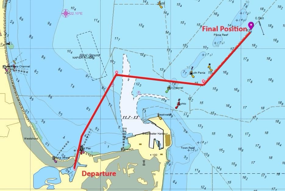 Final position of Twofold Bay off Pania Point, Napier. // The Twofold Bay Charitable Trust