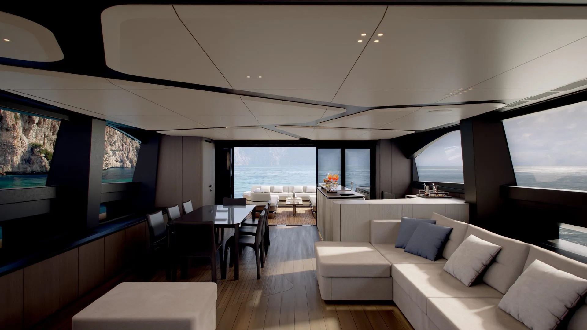 Saloon of the Pershing GTX90. // Photo credit: Pershing