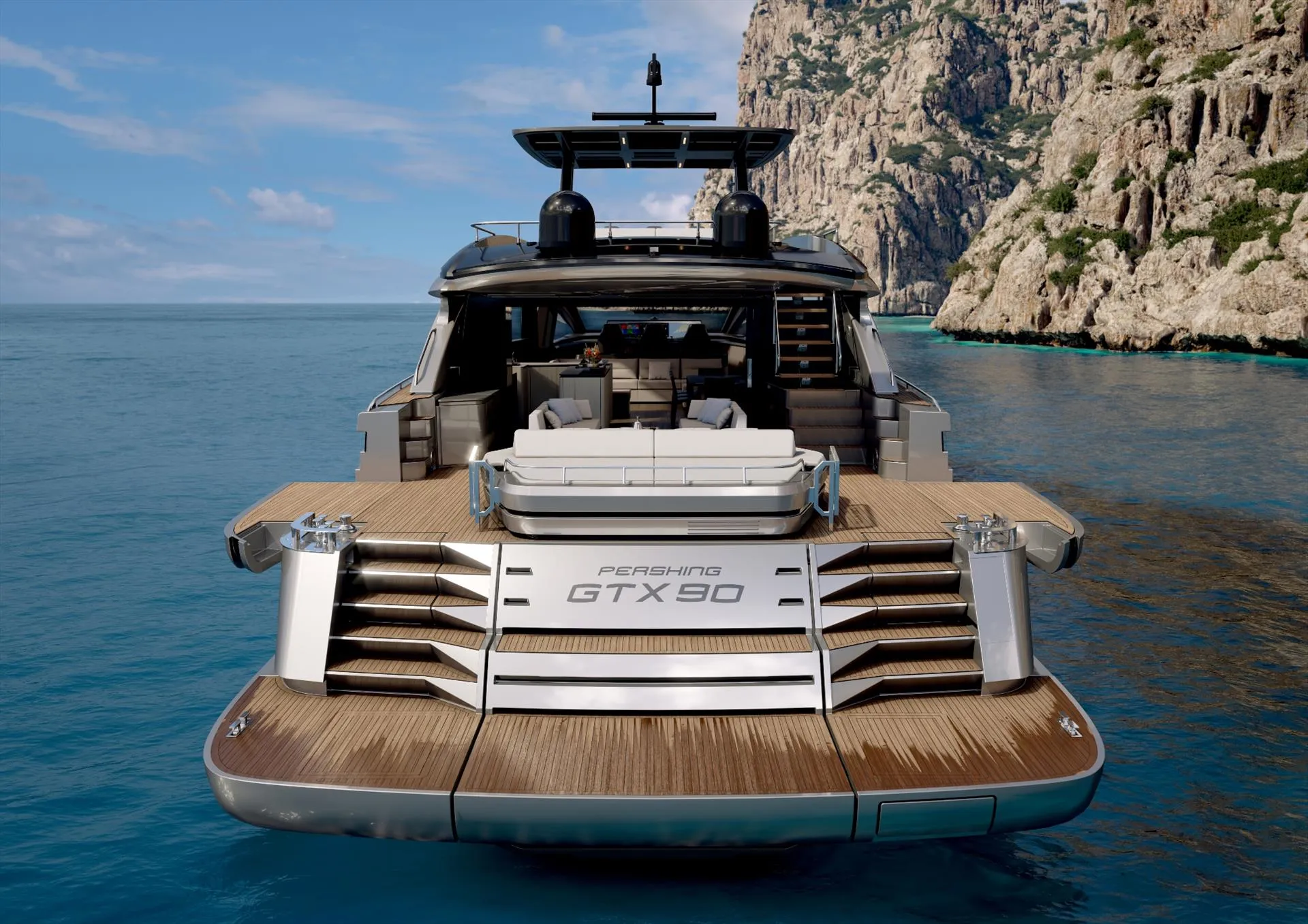 Stern of the Pershing GTX90. // Photo credit: Pershing