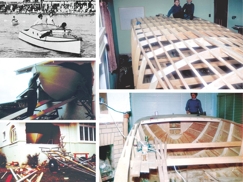 CLOCKWISE FROM TOP L: The late John Fenwick age 10 boating