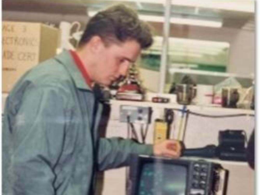 Gareth Hodson during his early years working as a Marine Electronics Technician for ENL. // Photo: supplied