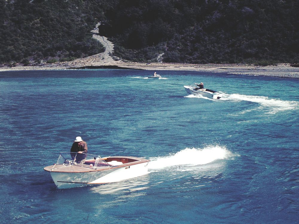 Tom Fraser's family and friends on the Waimakariri River Gorge, 1973. // Supplied