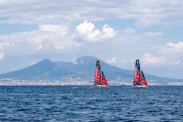 07 July 2026. Louis Vuitton 38th America's Cup - EMIRATES TEAM NEW ZEALAND training in Naples Bay.