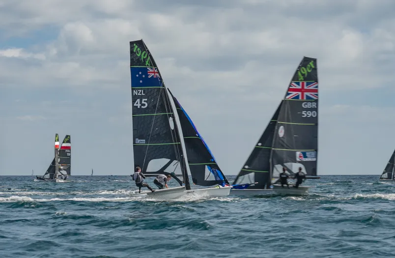 2026 49er, 49erFX and Nacra 17 European Championships, Day 2: Mattias Coutts and Oscar Gunn climb to second as New Zealand teams fire in Germany