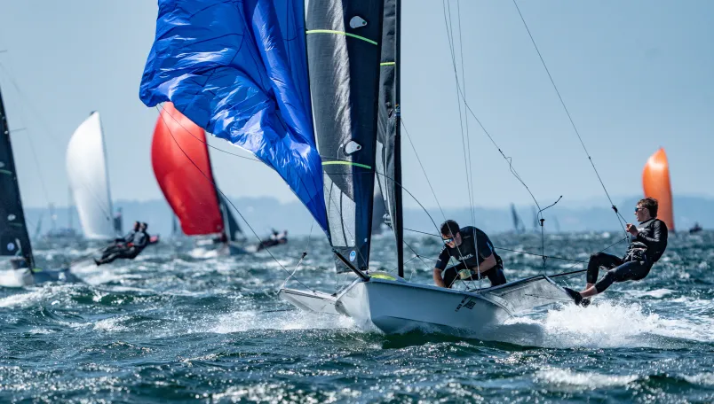 2026 49er, 49erFX and Nacra 17 European Championships, Day 2: Mattias Coutts and Oscar Gunn climb to second as New Zealand teams fire in Germany