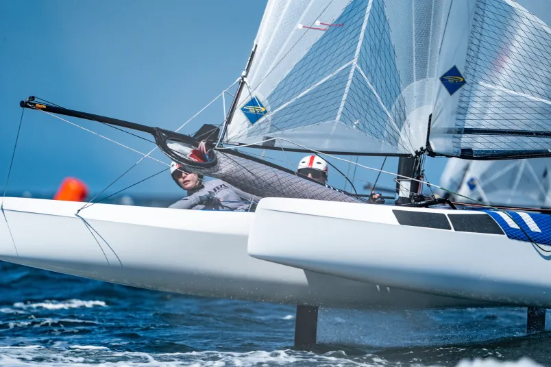 2026 49er, 49erFX and Nacra 17 European Championships, Day 2: Mattias Coutts and Oscar Gunn climb to second as New Zealand teams fire in Germany