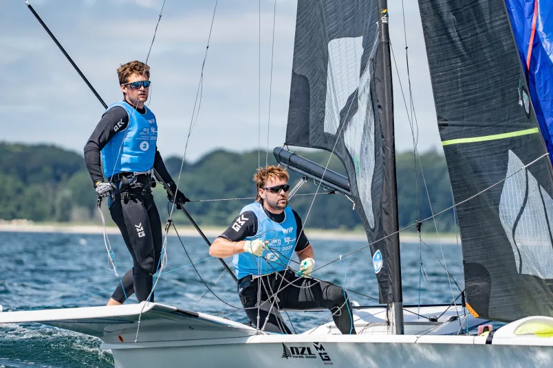 2026 49er, 49erFX and Nacra 17 European Championships, Day 3: New Zealand's world champions Seb Menzies and George Lee Rush back in medal contention in Germany