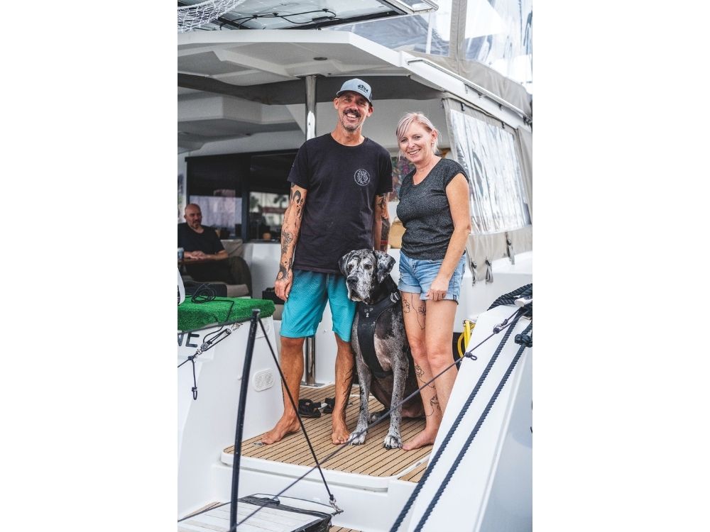 Sven and Sophie with their great dane Snow. // Photo credit: Theresa Nicholson
