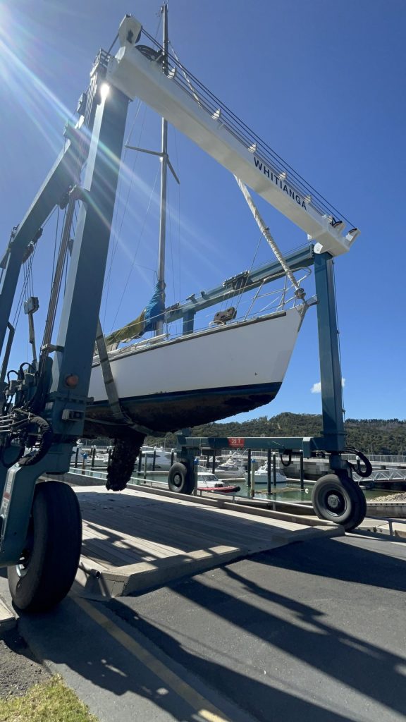 Hauling out in Whitianga (Whitianga Marina) before sailing to Whangamata. Just down the way but still it needed a clean. // Photo credit: Kirsten Thomas