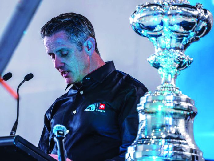 Andrew Davis and the America's Cup (small). Backing Kiwi ingenuity: Toyota renews partnership with Emirates. // Supplied