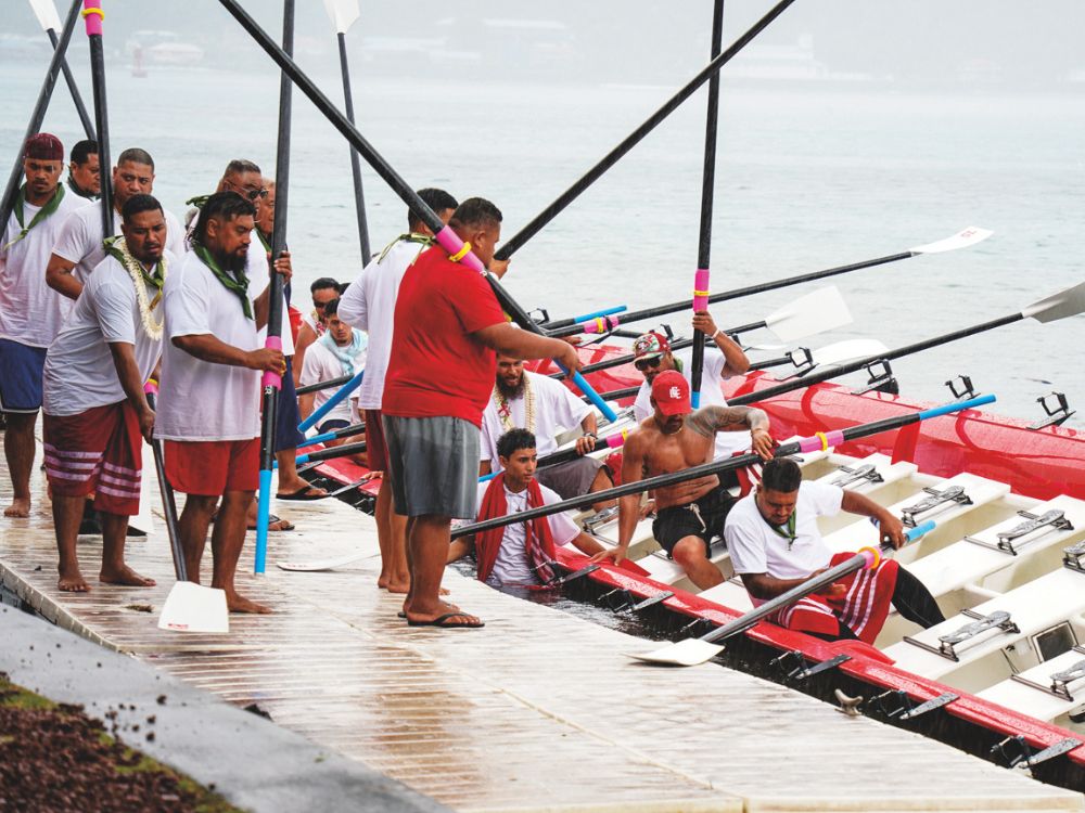 Preparing the boat for racing.