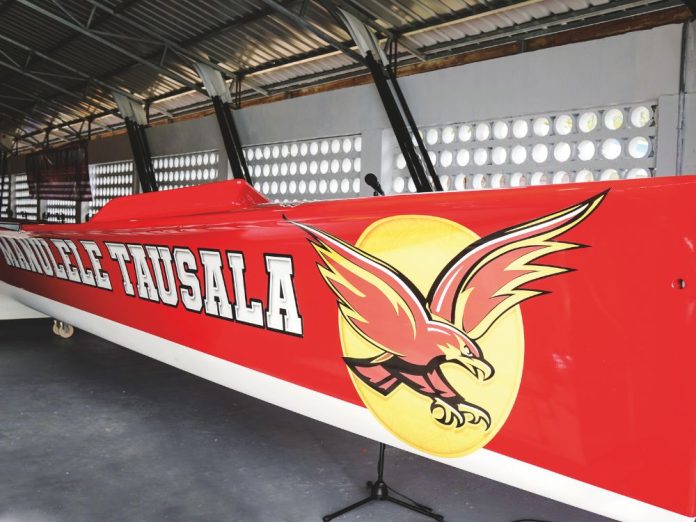 The new Fautasi racing boat is displayed prior to race day.
