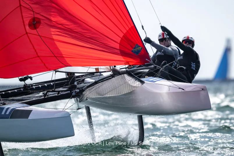 2026 Olympic Classes Regatta, Day 4: New Zealand 49er team Mattias Coutts and Oscar Gunn climb to second as medal series looms