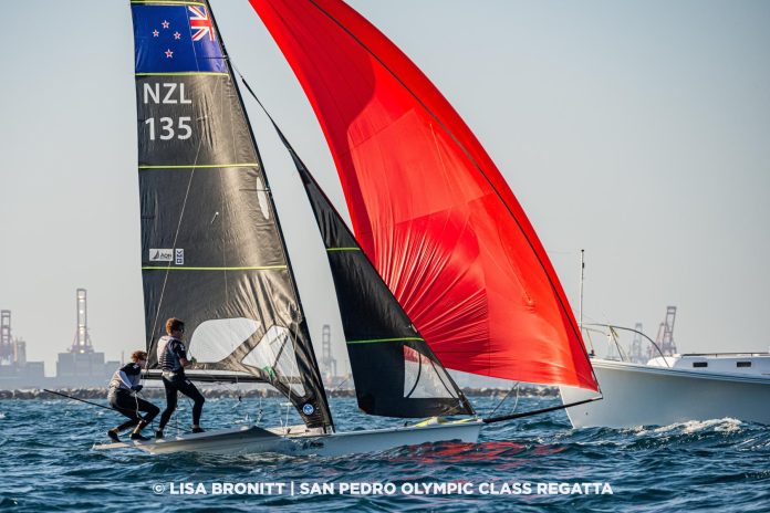 2026-olympic-classes-regatta-day-2-new-zealand-49er-pair-fra 2026 Olympic Classes Regatta, Day 2: New Zealand 49er pair Francesco Kayrouz and Hamish McLaren make their move in San Pedro