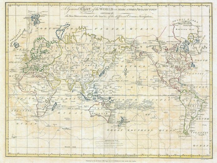 A map of the world, Mercator’s Projection. // Supplied