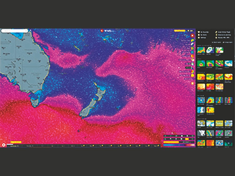 A screenshot from Windy Swellmap, a good guide to wind and swell conditions. // Supplied