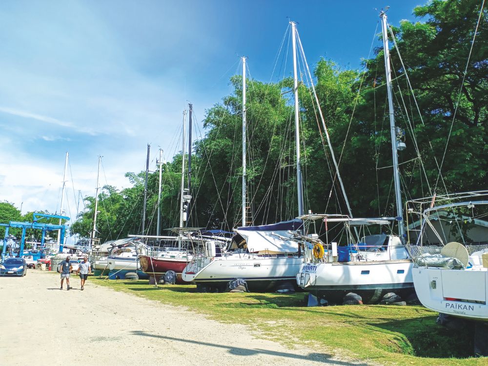 Vessels riding out the season in cyclone pits.