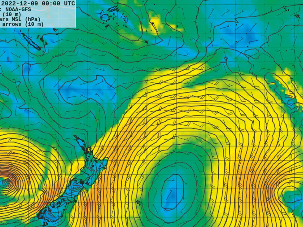 Highs circling New Zealand.