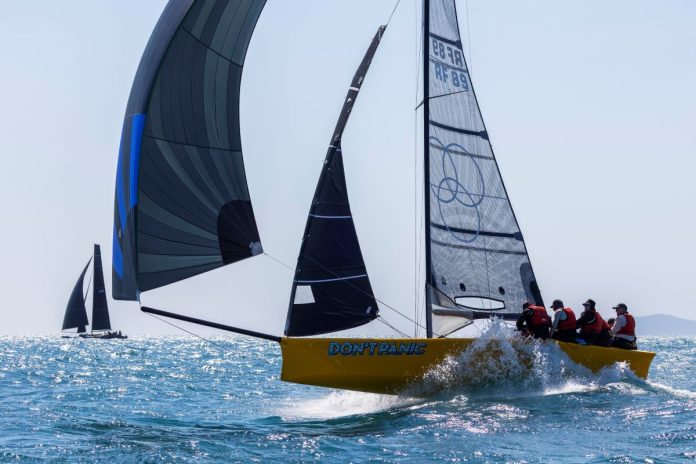 The stand-out result of the week belonged to David Davenport and Ken Stevenson, who made the trip from Western Australia with their Bethwaite 89er, Don't Panic!, and won every race in the Trailable Yachts and Sports Boats division.