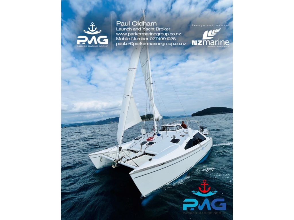 Mel Jones sailing catamaran (1995). For sale through Parker Marine. // Supplied