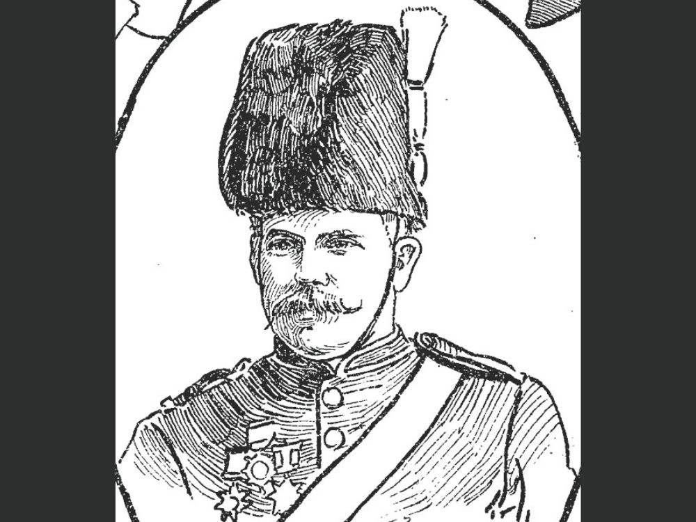 Gunner Webster in full A Battery regalia, 1891.