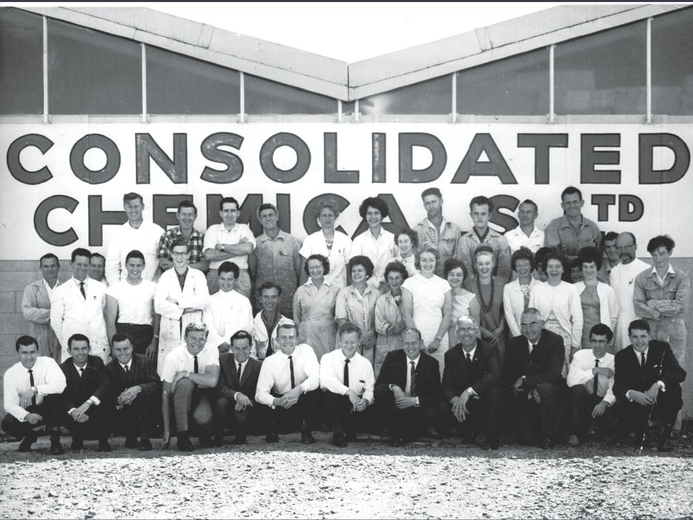 Consolidated Chemicals staff photo, early 1970s. // Photo courtesy: Russell Pauling family