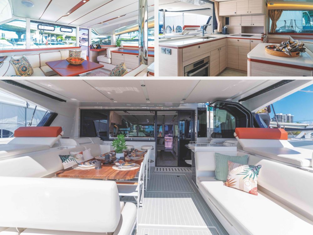 The Sail range has many of the same layout advantages as Aquila's power range, including a spacious covered aft deck, comprehensive stern galley, and well appointed saloon. Accommodation options are varied.