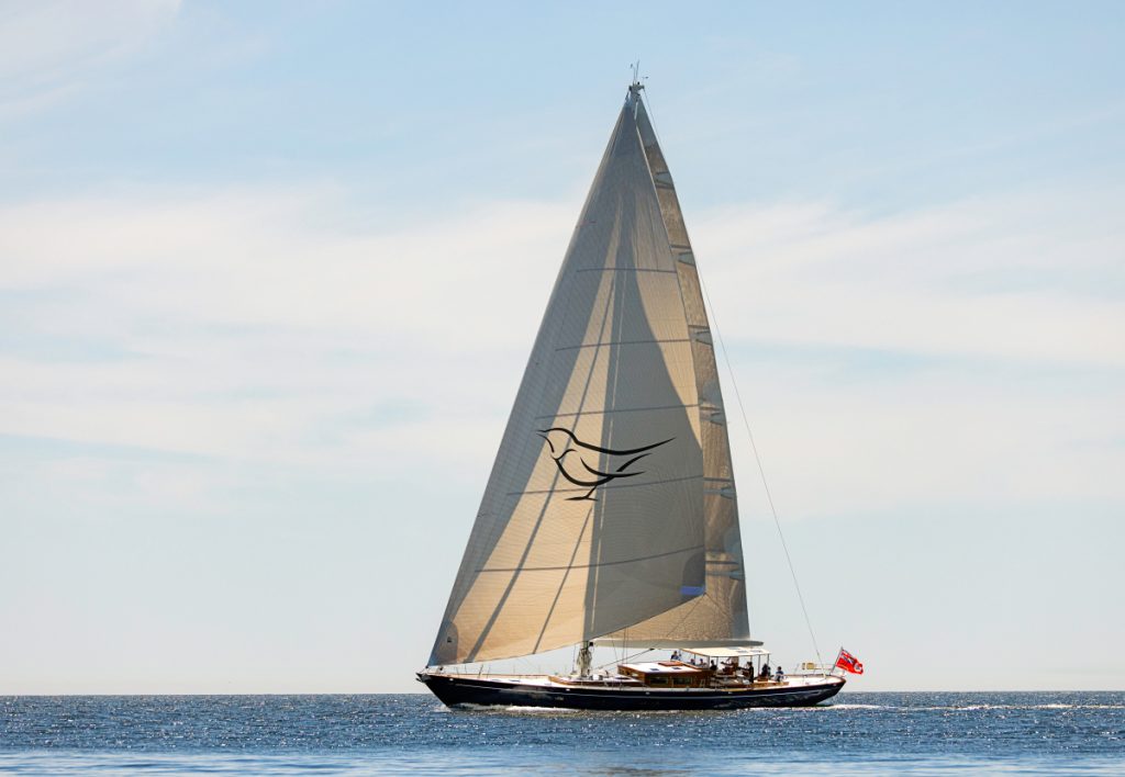 Sailing Yacht Ouzel in Penobscot Bay off of Rockport, Maine, June 2026. // Photo credit: Russell Kaye