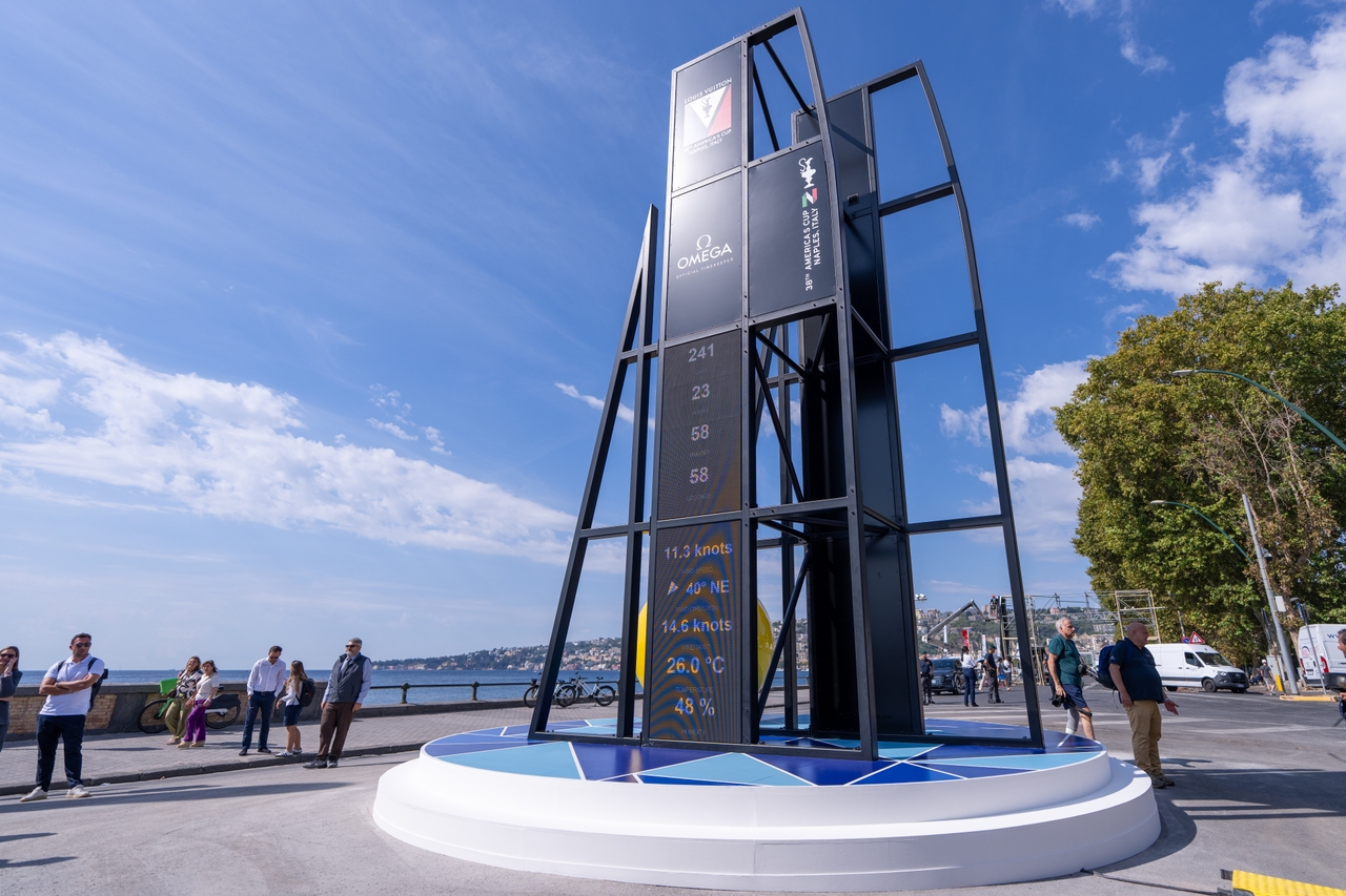 The Countdown Clock To The Louis Vuitton 38th America’s Cup In Naples Has Lit Up On Lungomare Caracciolo