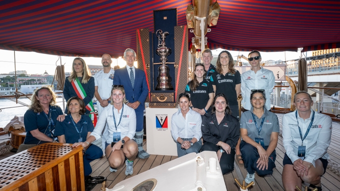 The America’s Cup Trophy Shines Onboard The Amerigo Vespucci