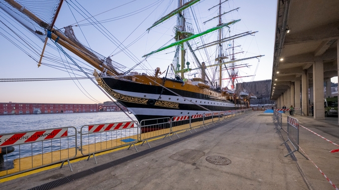 The America’s Cup Trophy Shines Onboard The Amerigo Vespucci