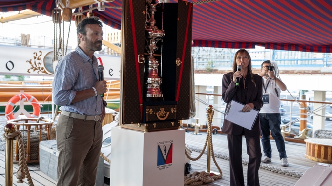 The America’s Cup Trophy Shines Onboard The Amerigo Vespucci