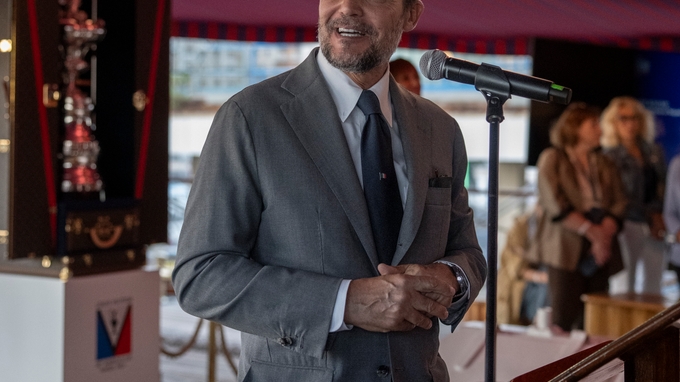 The America’s Cup Trophy Shines Onboard The Amerigo Vespucci