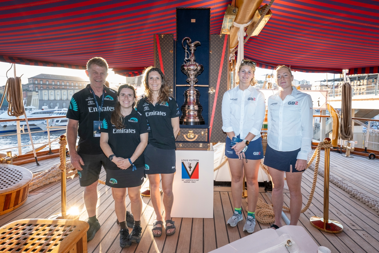 The America’s Cup Trophy Shines Onboard The Amerigo Vespucci