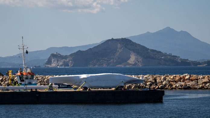 24 September 2026. Louis Vuitton 38th America's Cup - Preliminary Regatta Naples - LA ROCHE-POSAY RACING TEAM AC75 arrives in Naples -