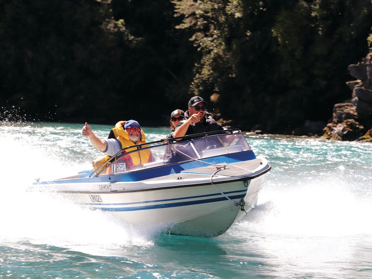 Kevin Gates, Beth Collins and Joe Daly in Hamilton Jet’s very first aluminium 141 built in 1984.