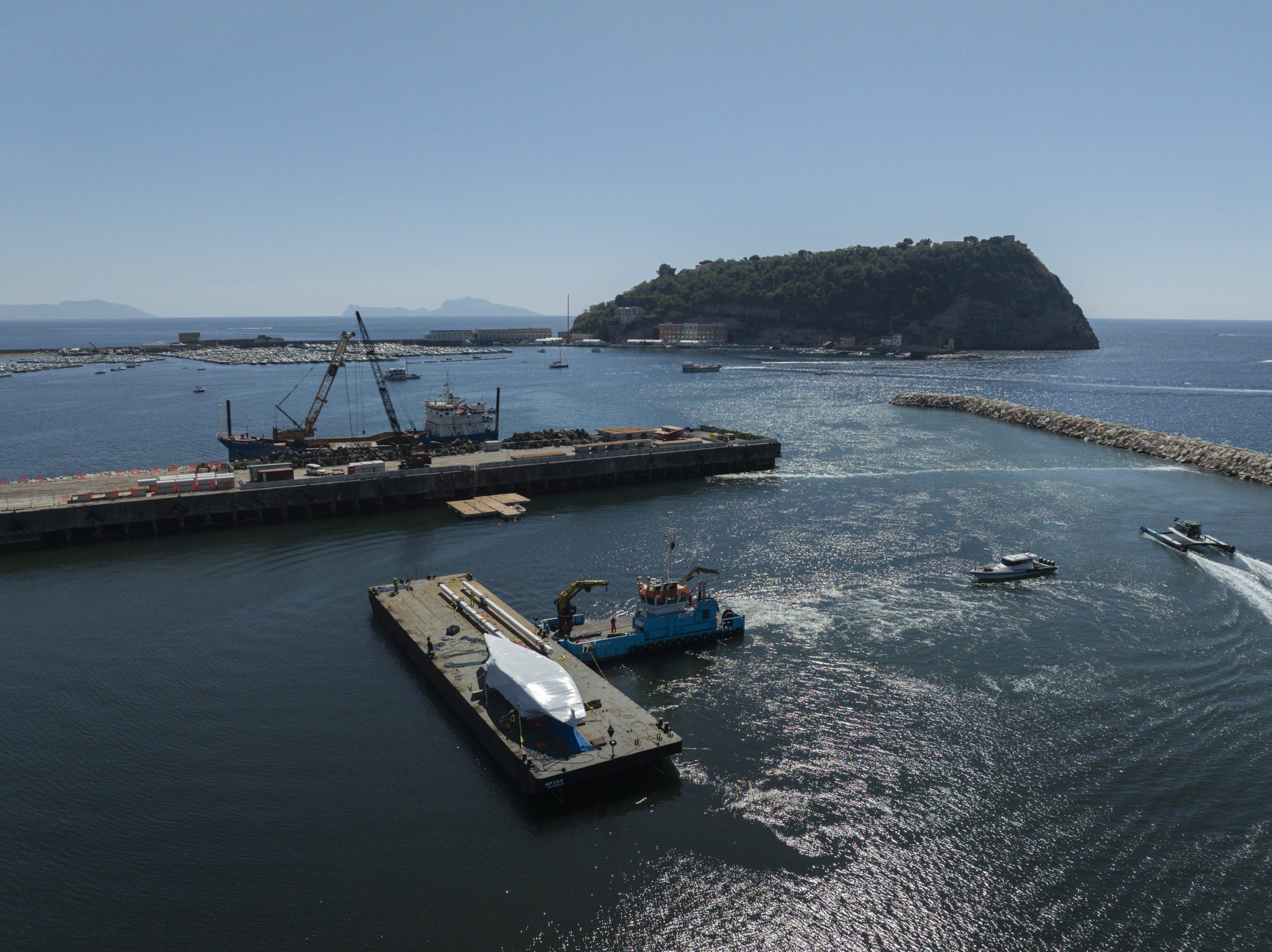 First Ac75 Arrives In Naples. From Lorient To Naples: La Roche-Posay Racing Team’s Ac75 Completes An Extraordinary Journey.