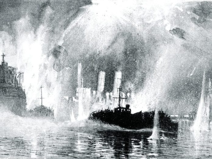 An ML taking off the blockship crew at Zeebrugge.