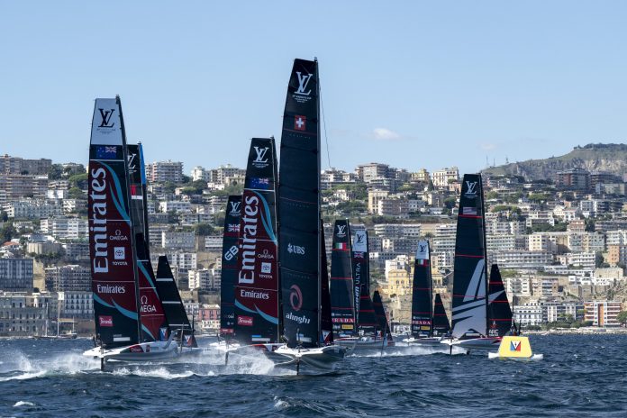 26 September 2026. Louis Vuitton 38th America's Cup - Preliminary Regatta Naples Race Day 2 fleet. Photo credit: Ricardo Pinto / America's Cup