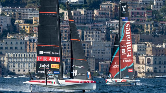27 September 2026. Louis Vuitton 38th America's Cup - Preliminary Regatta Naples LUNA ROSSA TEAM 1, EMIRATES TEAM NEW ZEALAND