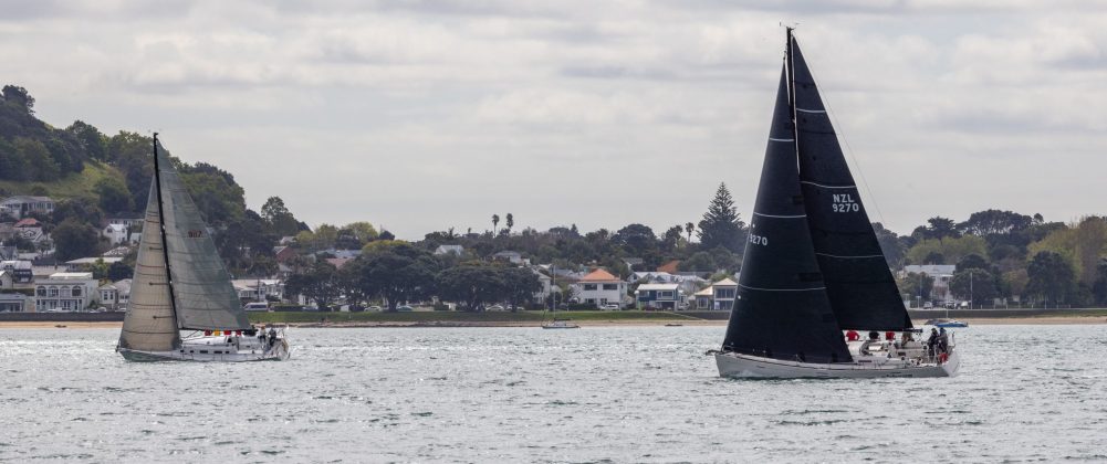 Black Pearl followed by Nirvana sail towards to the finish line the 2026 Roy McDell Memorial Cup
