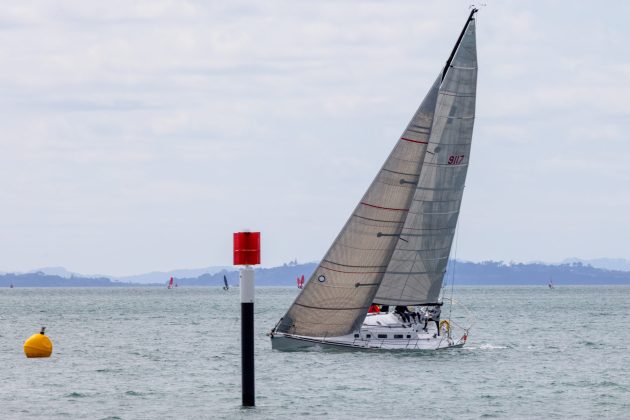 The Black Pearl sails towards the finish line in the 2026 Roy McDell Memorial Cup.
