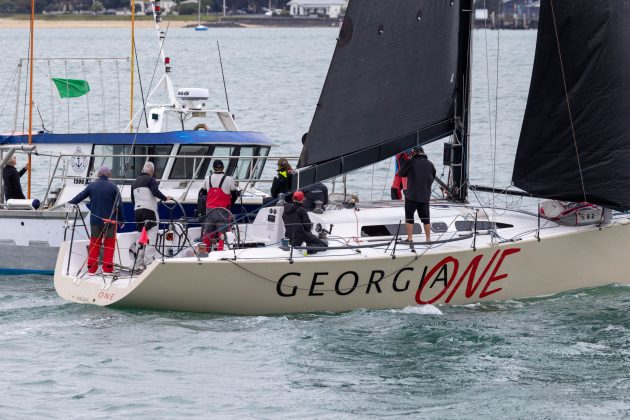 Georgia One alongside the official boat at the start of the 2026 Roy McDell Memorial Cup.