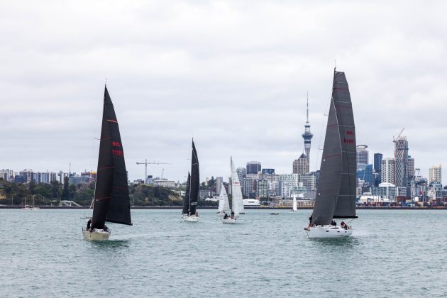 The fleet lingering near the start of the 2026 Roy McDell Memorial Cup.
